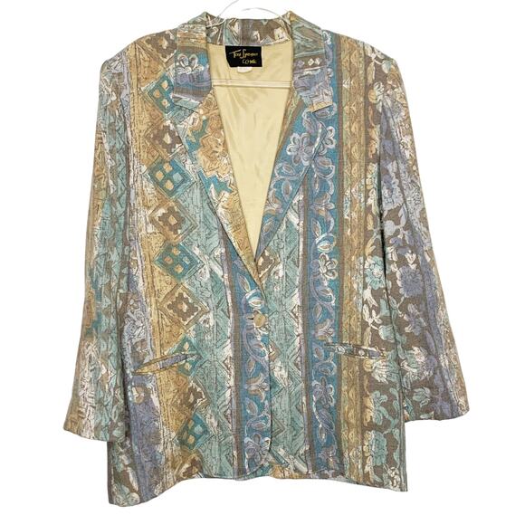 TONI GARMENT FOR CC MAGIC Abstract Floral Blazer One Button Multicolor Size L - Picture 6 of 6